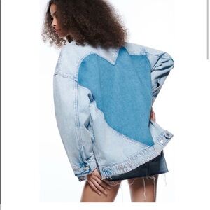 Zara Denim Jacket With Heart On Back